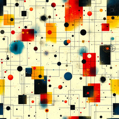 colored abstract patterns, red white black yellow, ai generated