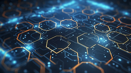 Obraz premium Blue technology background, blue hexagon background