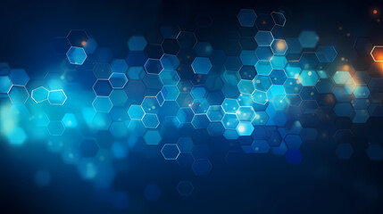 Blue technology background, blue hexagon background
