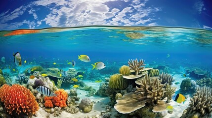 marine belize coral reef - obrazy, fototapety, plakaty