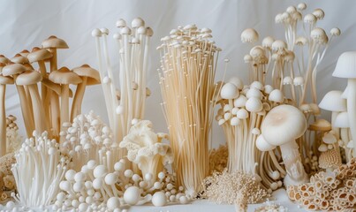 Variety of Shimeji mushrooms, Enoki mushroom, Golden needle mushroom, Enoki mushroom