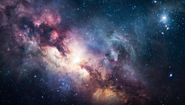 mesmerizing view of colorful nebula and galaxy stars in the cosmic expanse, evoking wonder and dreams of stellar journeys