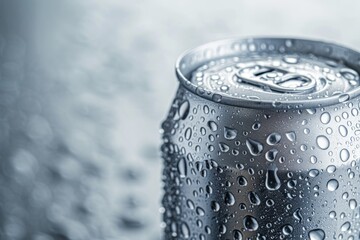 soda can with water drops ,Water drops on beverage cans, beverage background - obrazy, fototapety, plakaty