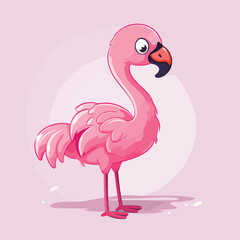 Vector Mascot Illustration: Cute Pink Flamingo.