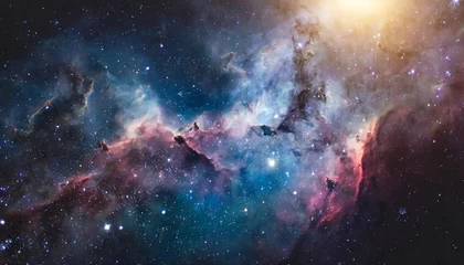 Foto op Canvas mesmerizing view of colorful nebula and galaxy stars in the cosmic expanse, evoking wonder and dreams of stellar journeys © Your Hand Please