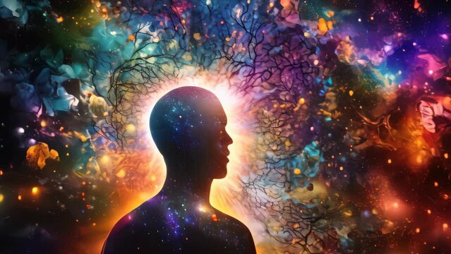 Brain waves thinking, concentration and awareness. Trans cognitive consciousness spiritual background concept. 