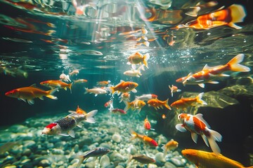 A mesmerizing display unfolds in the crystalline waters, capturing the essence of beauty and tranquility