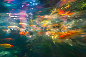 A mesmerizing display unfolds in the crystalline waters, capturing the essence of beauty and tranquility