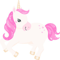 Rainbow Unicorn, Cute Pony, White horse