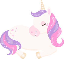 Rainbow Unicorn, Cute Pony, White horse