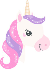 Rainbow Unicorn, Cute Pony, White horse