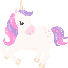 Rainbow Unicorn, Cute Pony, White horse