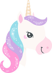 Rainbow Unicorn, Cute Pony, White horse