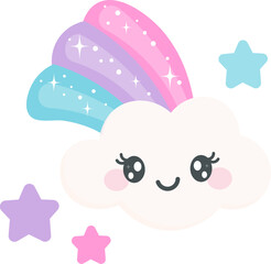 Kawaii rainbow cloud