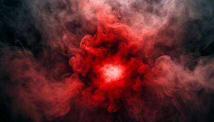smoke explosion with eerie red glow, evoking mystery and intensity - obrazy, fototapety, plakaty