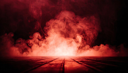 smoke explosion with eerie red glow, evoking mystery and intensity