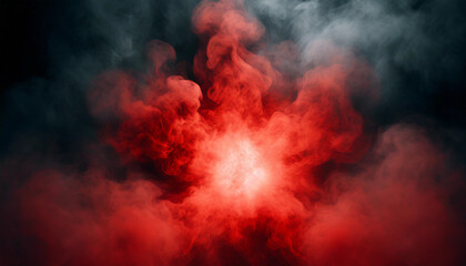 smoke explosion with eerie red glow, evoking mystery and intensity