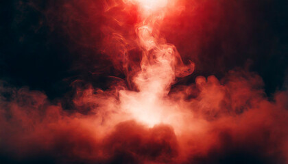 smoke explosion with eerie red glow, evoking mystery and intensity