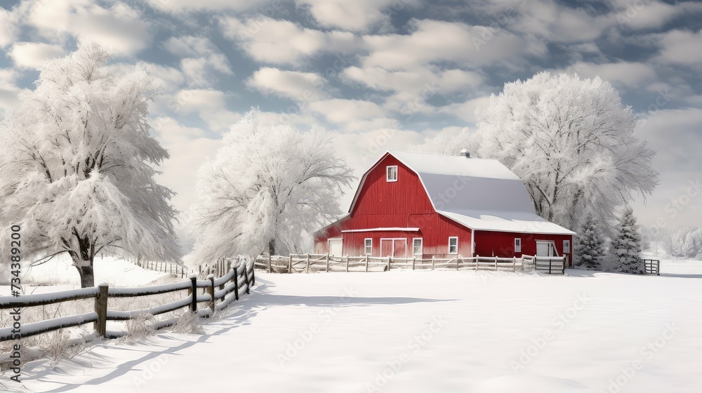 Poster cozy barn winter