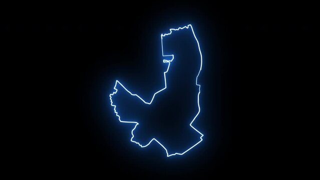 map of Bordeaux in france with glowing neon effect