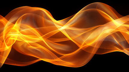 an orange fire wave on a black background, in the style of precisionist lines and shapes, layered translucency, quantum wavetracing
