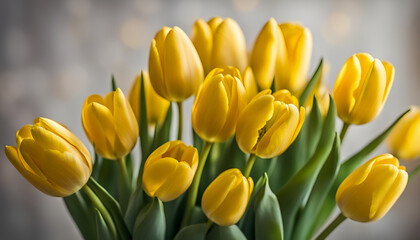 yellow tulips on the bokeh backgrounds, International Women's Day