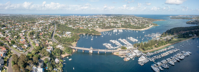 Aerial view of the spit bridge, middle harbour and the suburbs of Clontarf and Seaforth