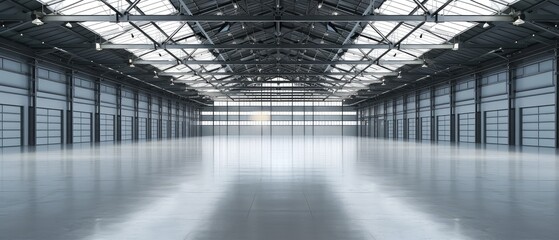 Spacious Modern Industrial Warehouse Interior