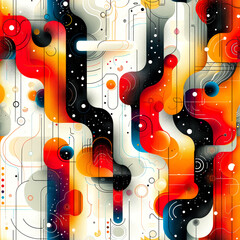 colored abstract patterns, red white black yellow, ai generated