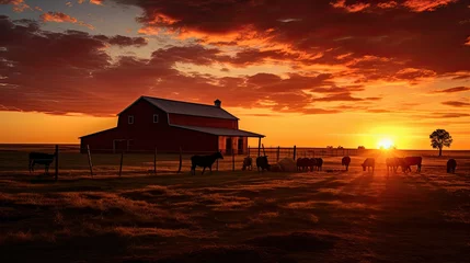 Fotobehang horse farm animals silhouette © PikePicture