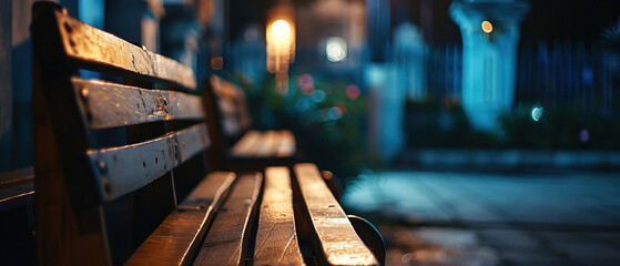 a wooden bench sitting on the side of a street