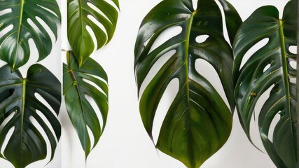 monstera leaves on a white background