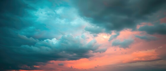 Naklejka na ściany i meble Dramatic Sunset Cloudscape with Vivid Colors