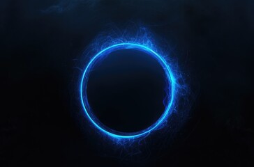 Futuristic Neon Blue Circle on Dark Backdrop