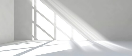 Minimalist White Room with Sunlight and Shadows