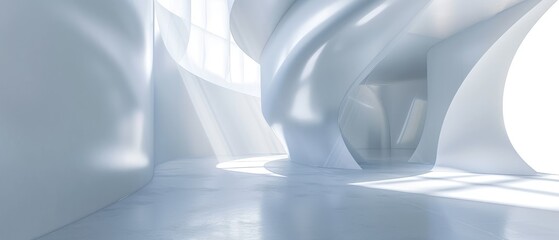 Futuristic White Curved Interior Architecture Design