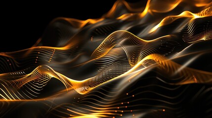 Abstract Golden Particle Waves Flowing Design