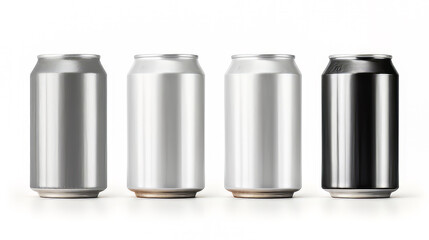 Four blank recyclable aluminum Cans