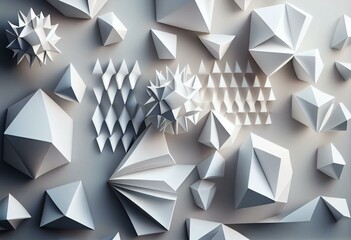 Abstract wallpaper made of White 3D Shapes. Business 3D Render with copy-space. Generative AI