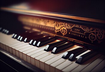 Fototapeta na wymiar grand concert piano keys notes instrument no shadow. Generative AI