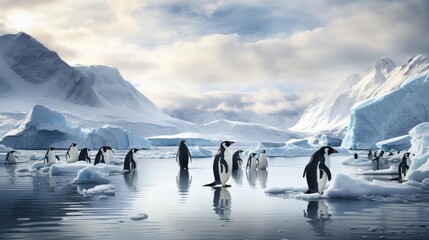 snow penguin holiday - obrazy, fototapety, plakaty