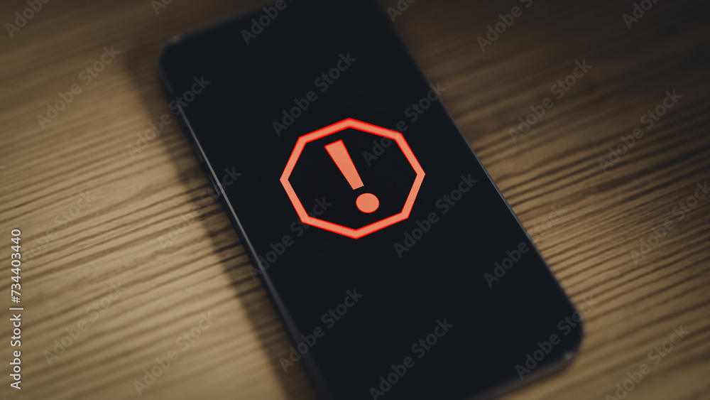 Aufkleber concept of being scammed by cell phone.3d rendering