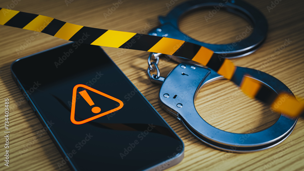 Poster concept of being scammed by cell phone.3d rendering