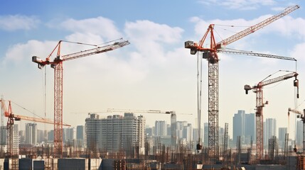 Fototapeta na wymiar industry construction building cranes