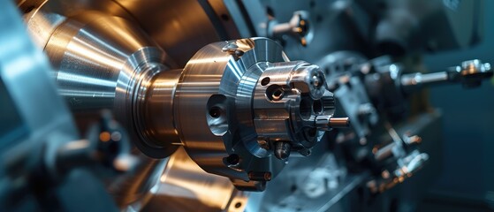 Fototapeta premium High Precision CNC Lathe Machine in Operation
