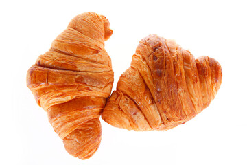Crisp fresh croissants in the background