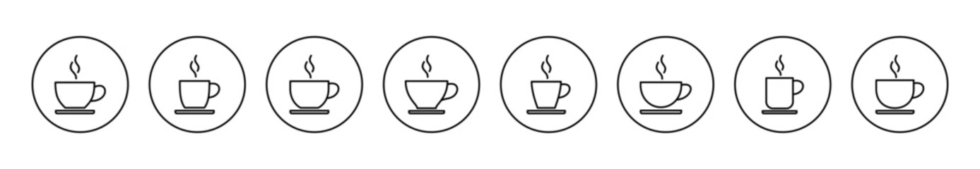 coffee cup icon set vector. cup a coffee sign and symbol - obrazy, fototapety, plakaty