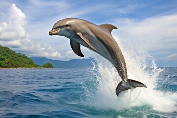 Dolphin Jumping in Turquoise Waters: Marine Elegance