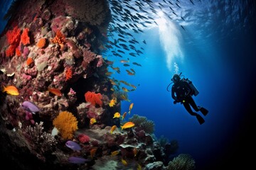 Fototapeta na wymiar Exotic Diving: Among Coral Reefs and Tropical Fish