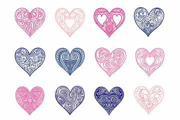 Abstract minimalist hand drawn heart shape flourish floral for valentine's day illustration